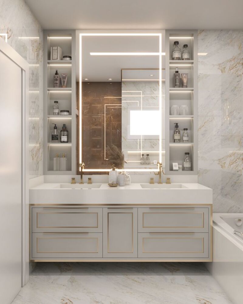 Thiết kế tủ lavabo đôi