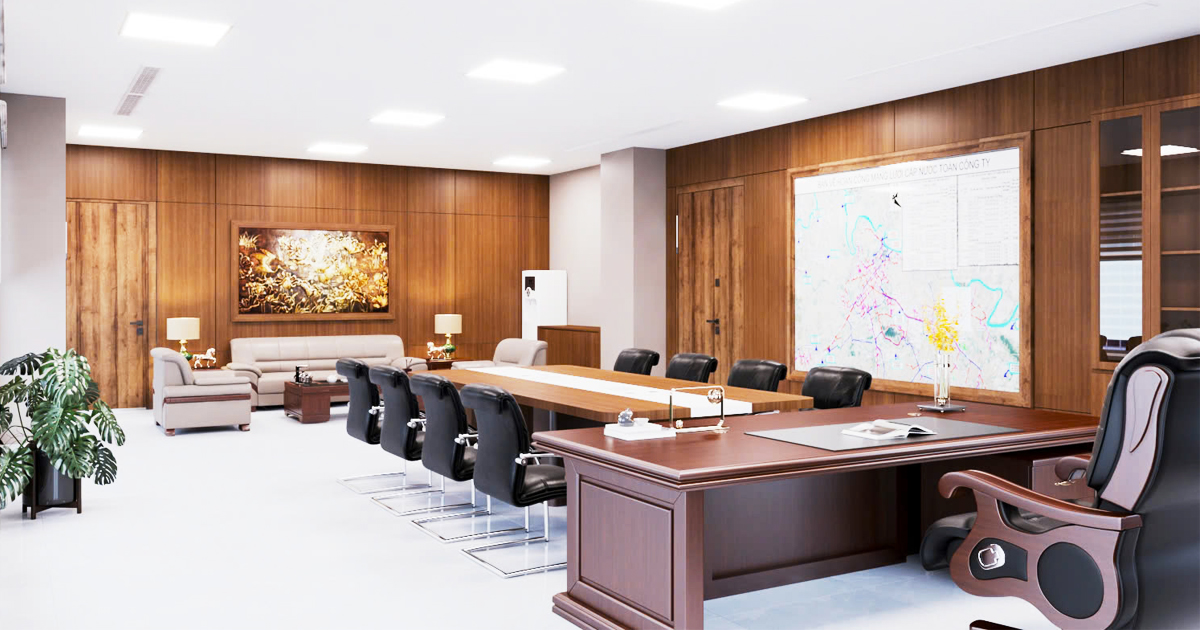 Thiết kế nội thất phòng giám đốc Cty CP Nước Sạch Bắc Ninh
