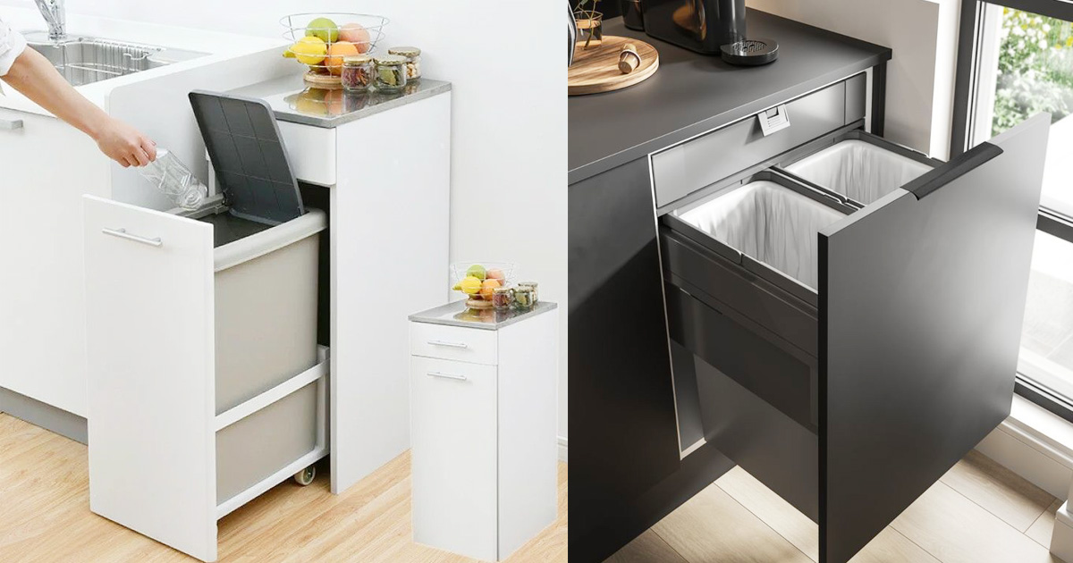 Thiết kế tủ đựng rác phòng bếp thẩm mỹ, vệ sinh, tinh tế