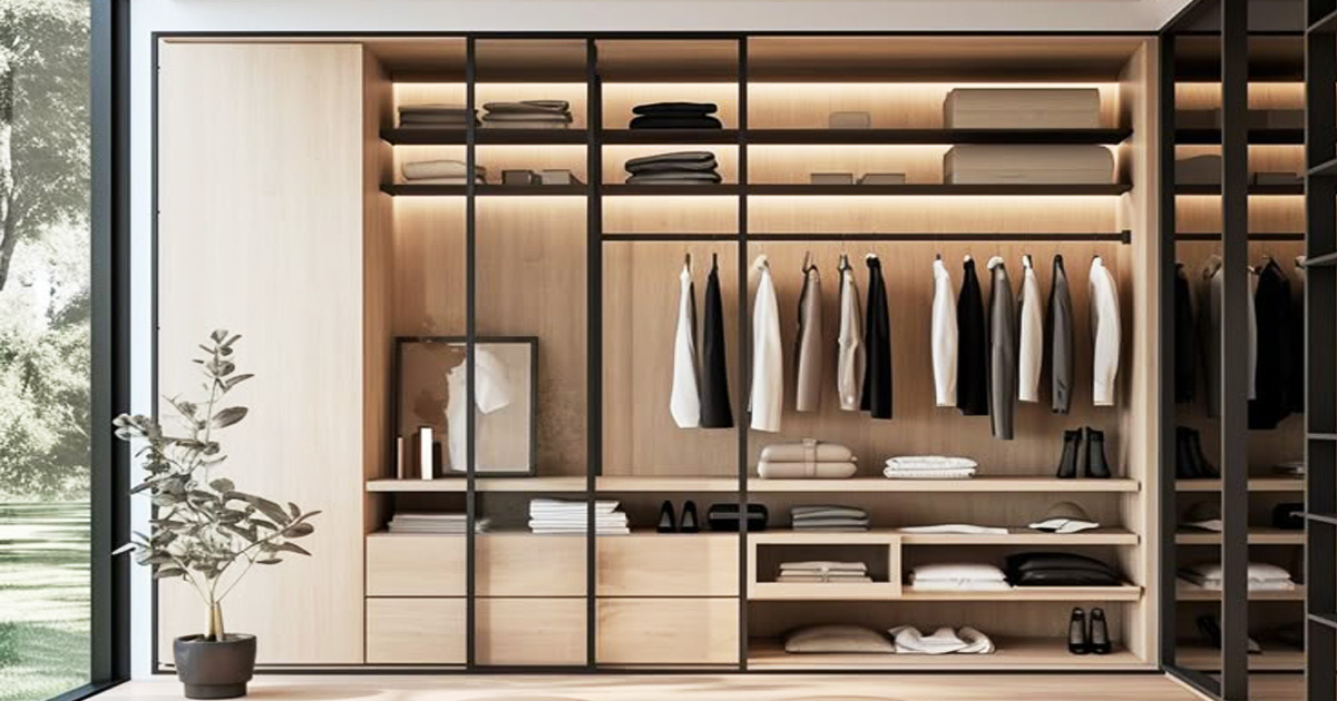 Thiết kế tủ quần áo cánh kính đẹp, sang trọng, hiện đại
